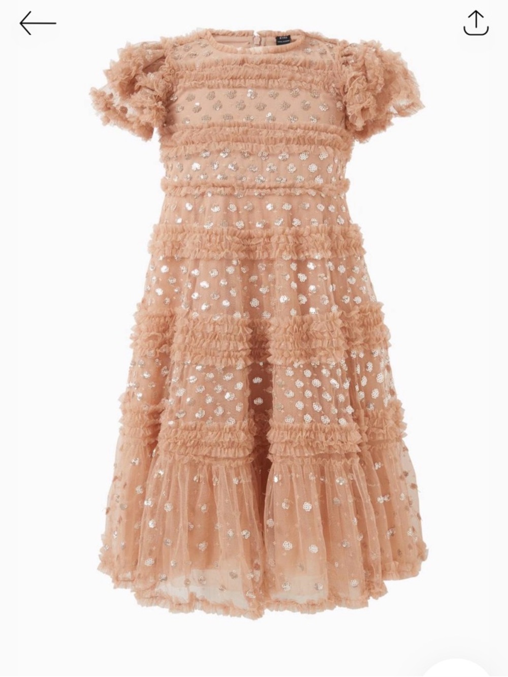 Needle & Thread girls beige Tulle Ruffle Sequin Party Dress